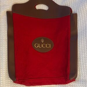 Gucci Red and Brown Logo Tote